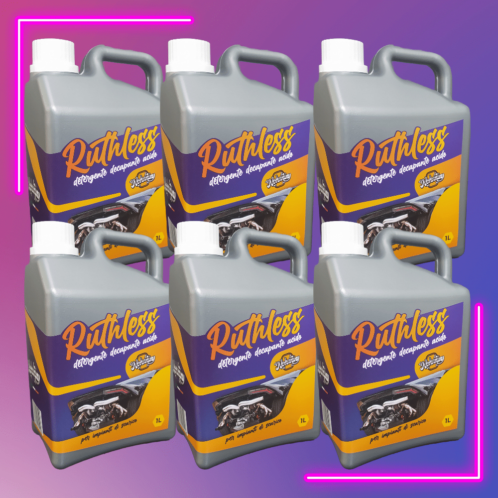 6 Taniche da 1000ml di detergente professionale per marmitte Ruthless